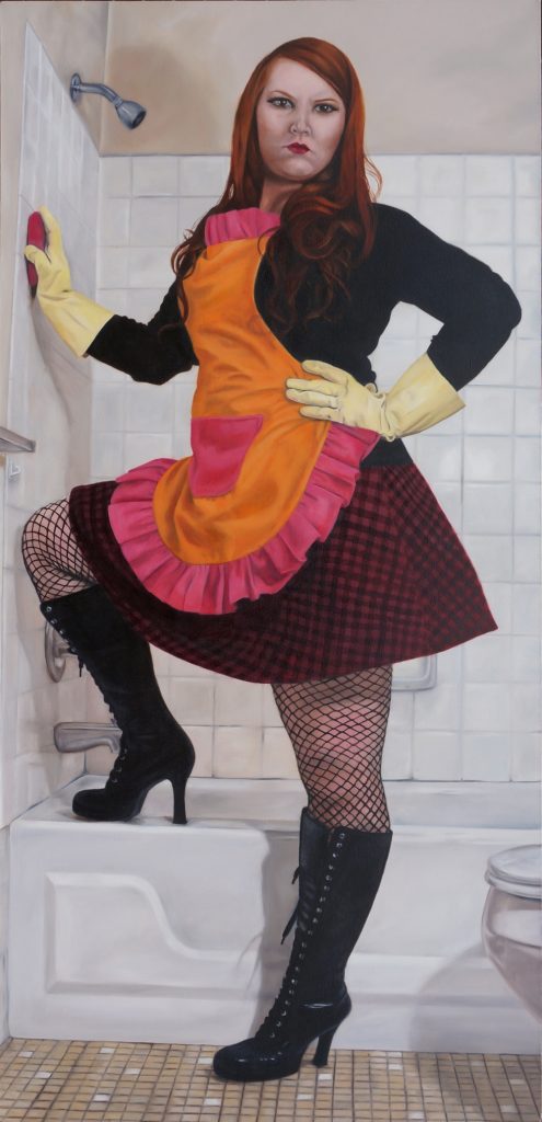 Klaire A Lockheart-Angela Maintains a Happy Face-2014-Oil on Canvas-75x36